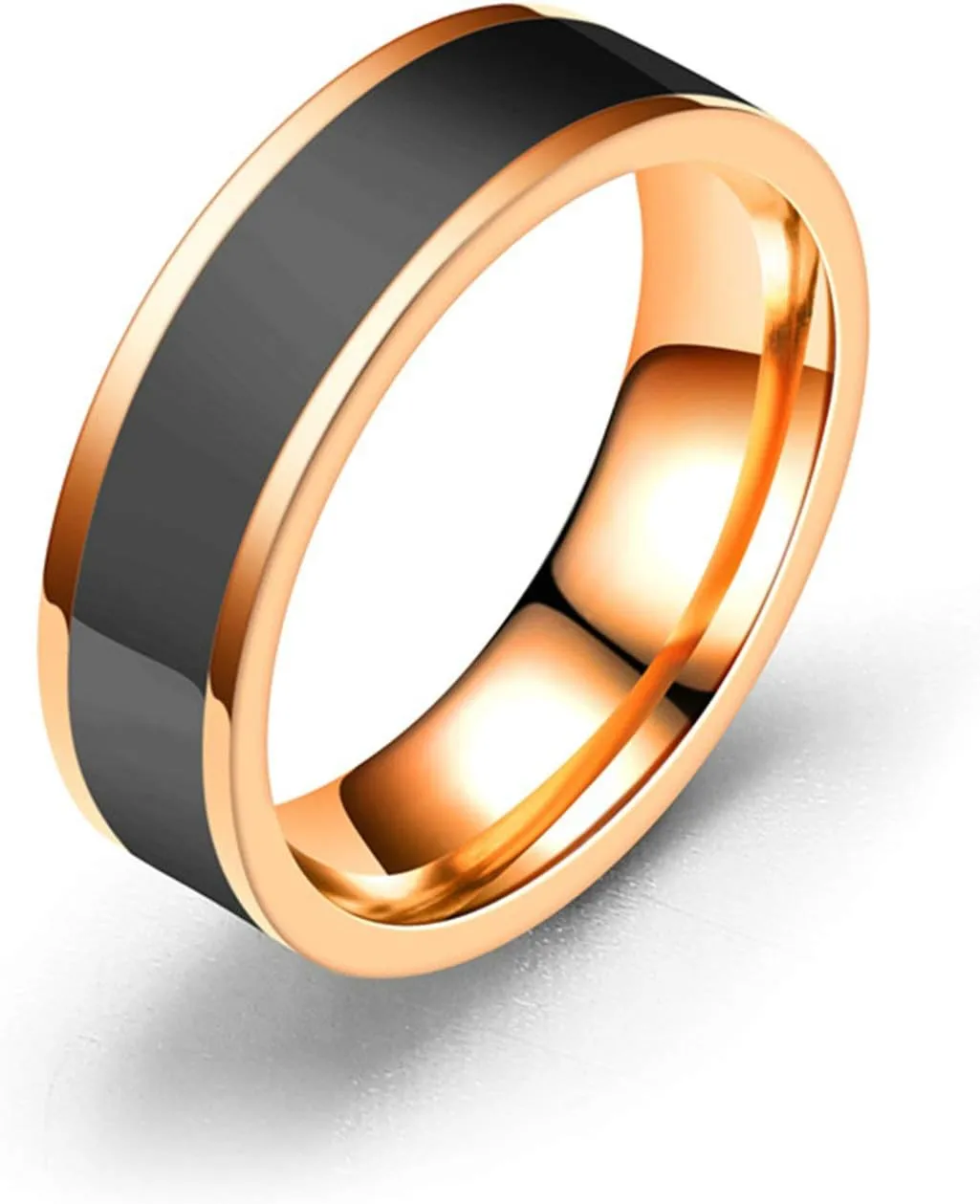 Friends Matching Rings, Couple Wedding Rings Set Stainless Steel Black White Line Shape Rose Gold White&Rose Gold Black Rings Valentine's Jewelry Size 6-12
