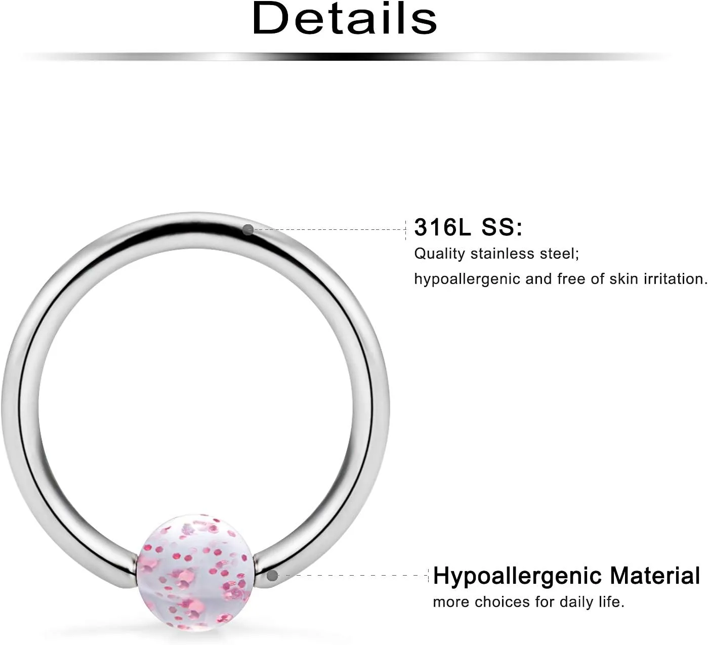 Ftovosyo 48PCS 16G-14G Surgical Steel Nipple Rings Hoop Captive Bead Ring Nipplerings Piercing Jewelry for Women Men 14MM-16MM