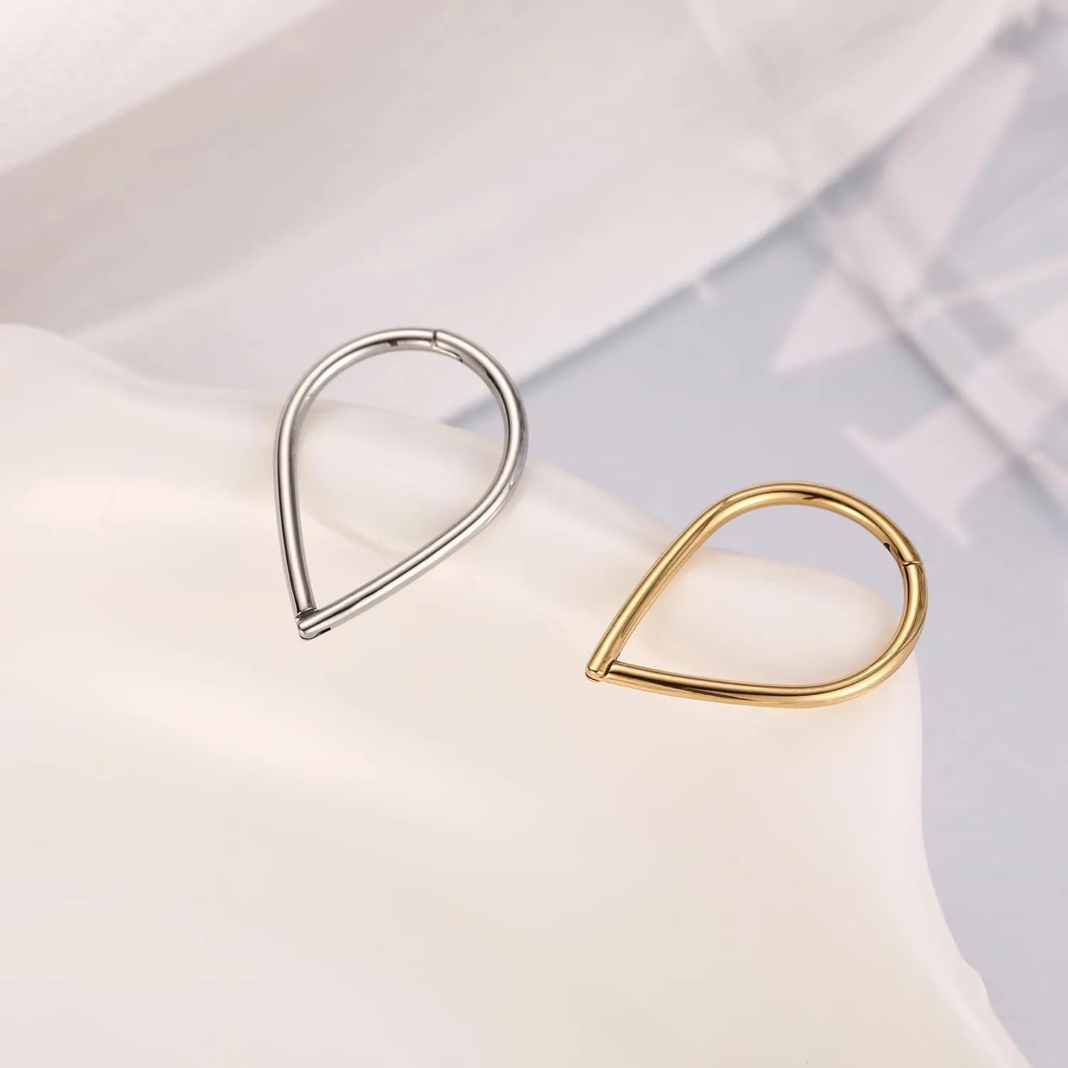 FUNLMO 316L Surgical Steel Septum Ring Daith Tragus Helix Rook Cartilage Piercing Jewelry Teardrop Nose Ring Hoop for Women Men
