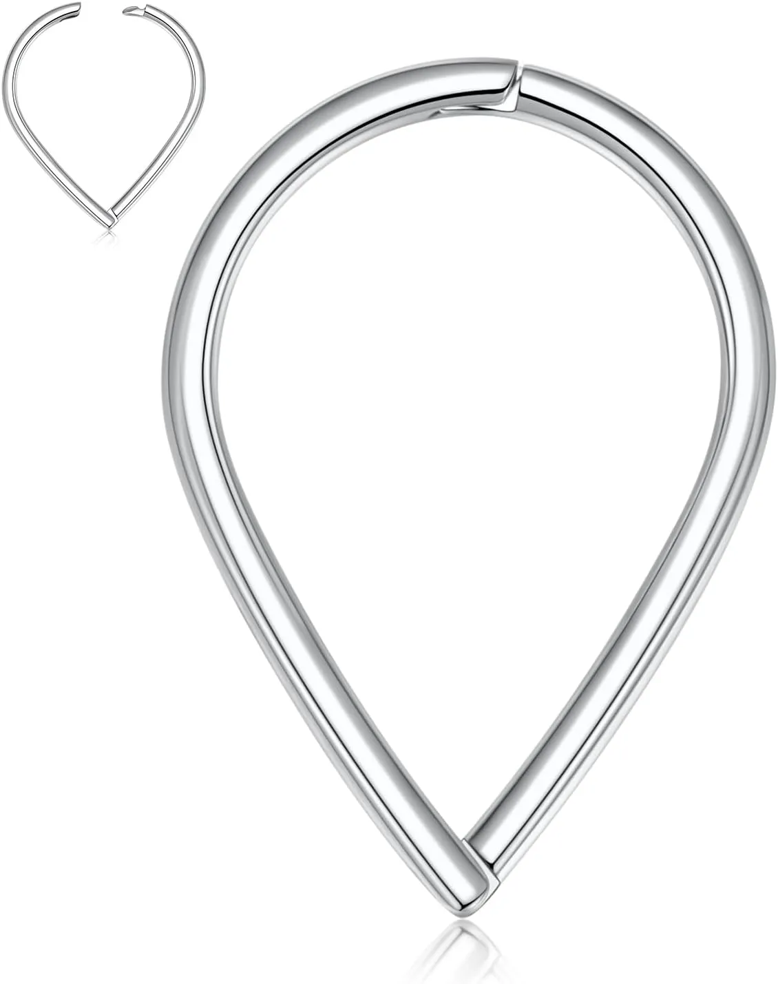 FUNLMO 316L Surgical Steel Septum Ring Daith Tragus Helix Rook Cartilage Piercing Jewelry Teardrop Nose Ring Hoop for Women Men
