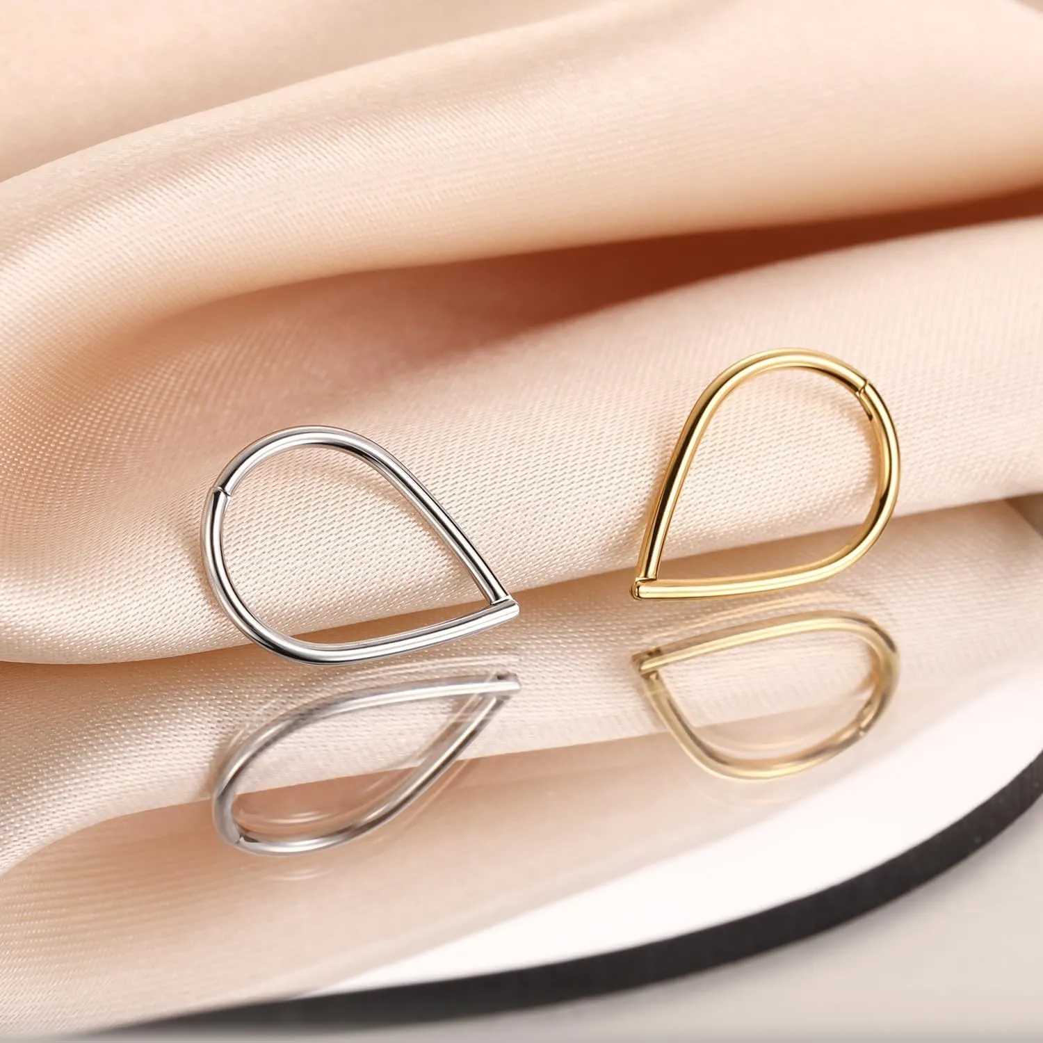 FUNLMO 316L Surgical Steel Septum Ring Daith Tragus Helix Rook Cartilage Piercing Jewelry Teardrop Nose Ring Hoop for Women Men