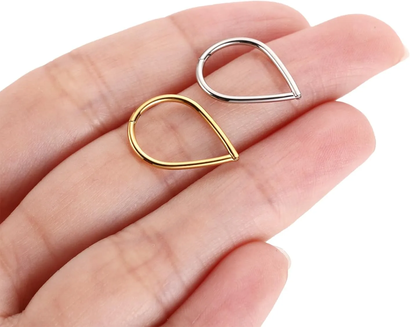 FUNLMO 316L Surgical Steel Septum Ring Daith Tragus Helix Rook Cartilage Piercing Jewelry Teardrop Nose Ring Hoop for Women Men