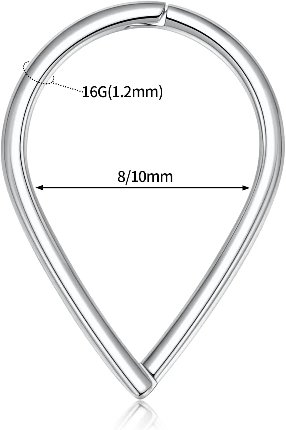 FUNLMO 316L Surgical Steel Septum Ring Daith Tragus Helix Rook Cartilage Piercing Jewelry Teardrop Nose Ring Hoop for Women Men