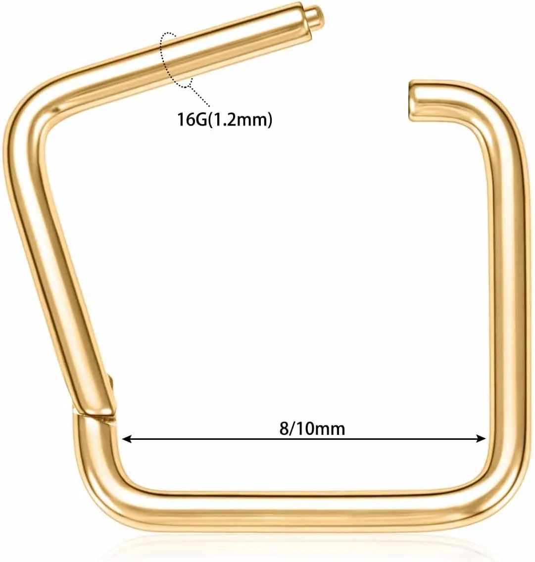 FUNLMO 316L Surgical Steel Septum Ring Square Nose Ring Hoop Daith Helix Tragus Rook Conch Piercing Jewelry Cartilage Earring 16G
