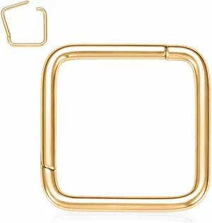 FUNLMO 316L Surgical Steel Septum Ring Square Nose Ring Hoop Daith Helix Tragus Rook Conch Piercing Jewelry Cartilage Earring 16G