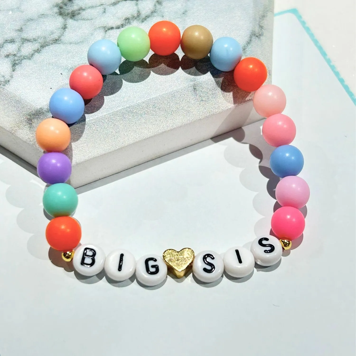 Fuqimanman2020 Big Sister Bracelet Colorful Little Sister Bracelet Letter Beads Bracelet for Sister Jewelry Gift