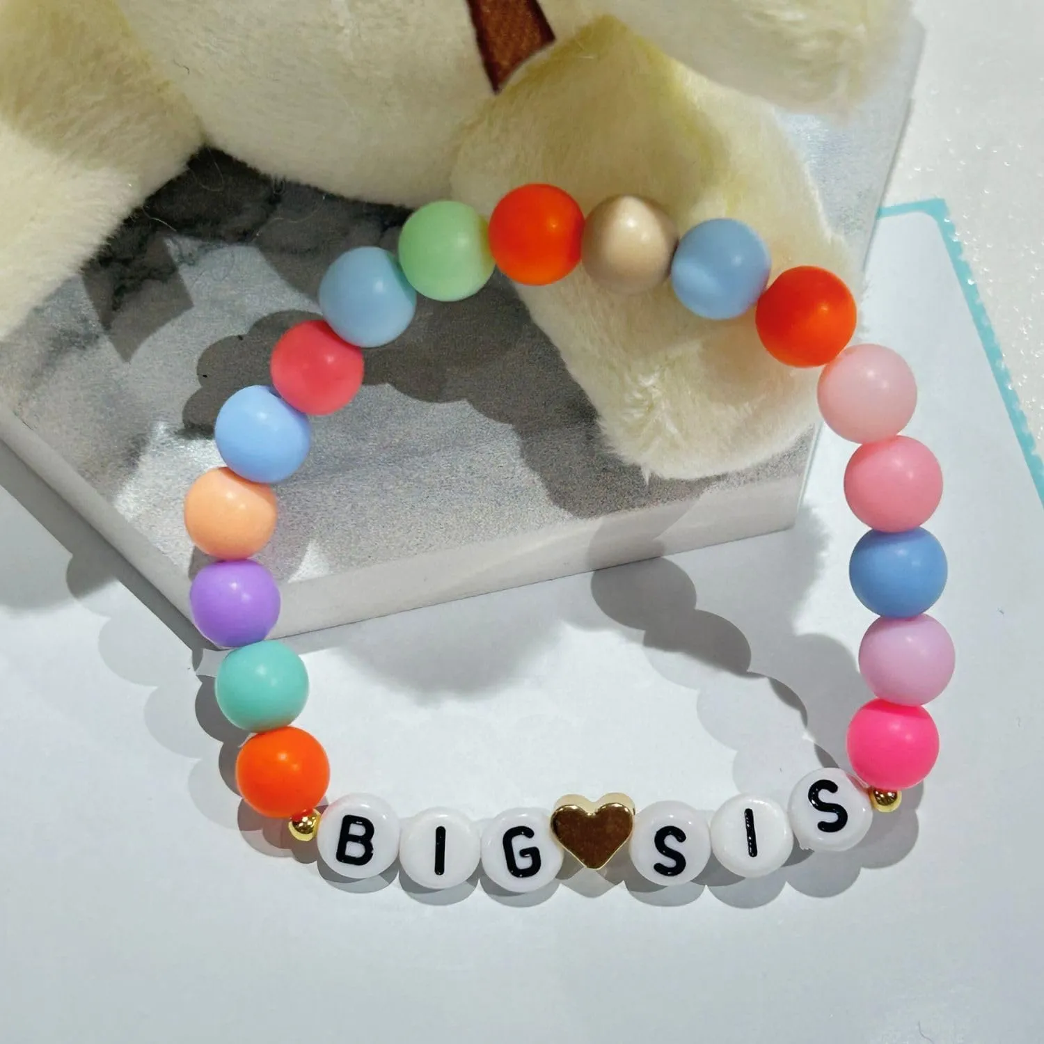 Fuqimanman2020 Big Sister Bracelet Colorful Little Sister Bracelet Letter Beads Bracelet for Sister Jewelry Gift