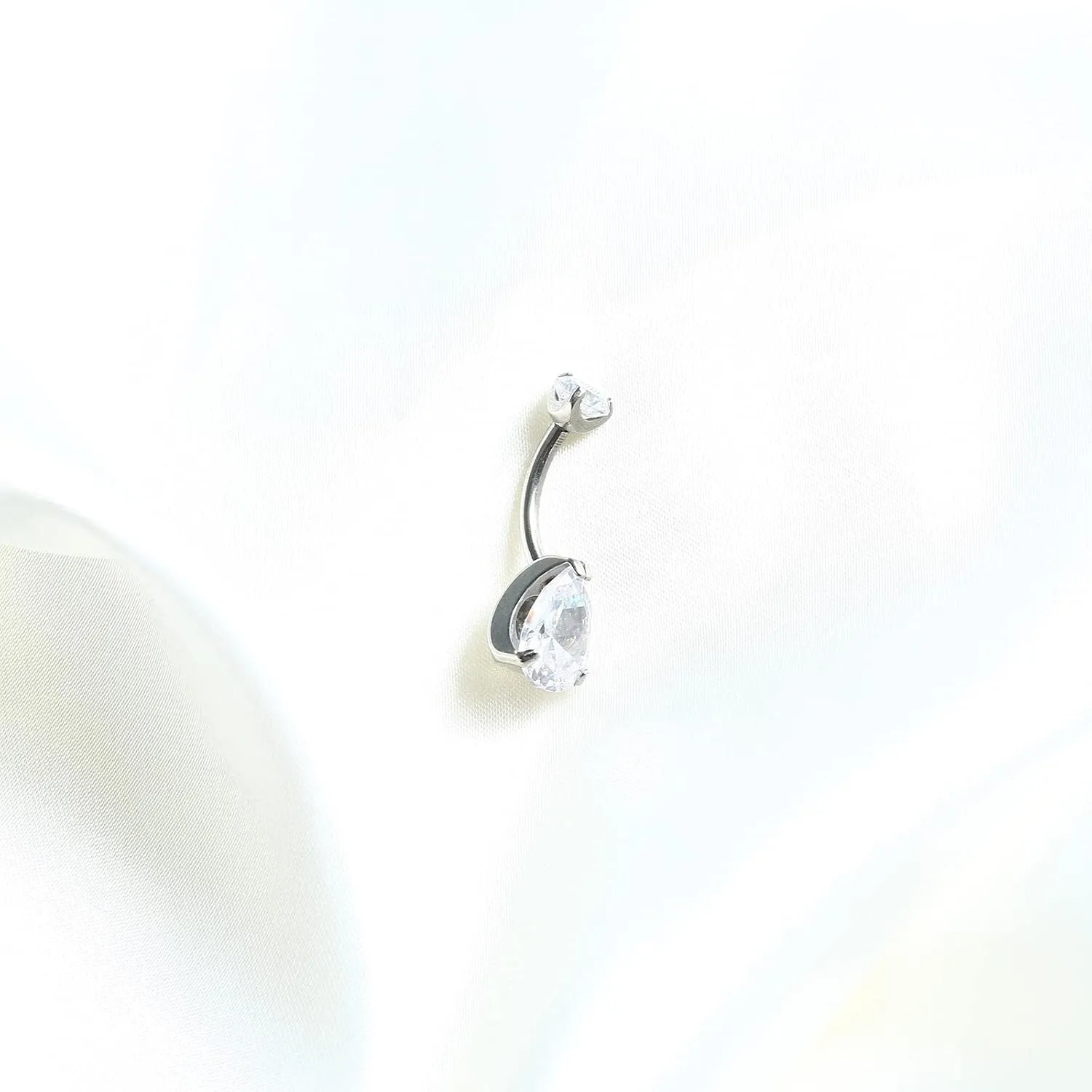 G23 Pure Titanium Round and Teardrop Shaped CZ Internally Threaded Belly Button Rings Petite Navel Ring for Women Body Piercing Jewelry 14G ASTM F136 White/Blue/Pink/Colorful Cubic Zirconia Belly Rings 10mm Belly Bars