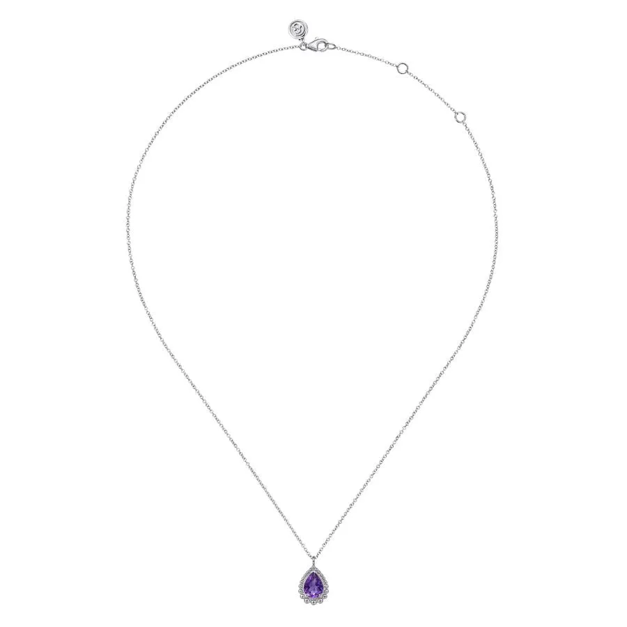 Gabriel & Co. Silver Amethyst Drop Style Pendant NK7097SVJAM
