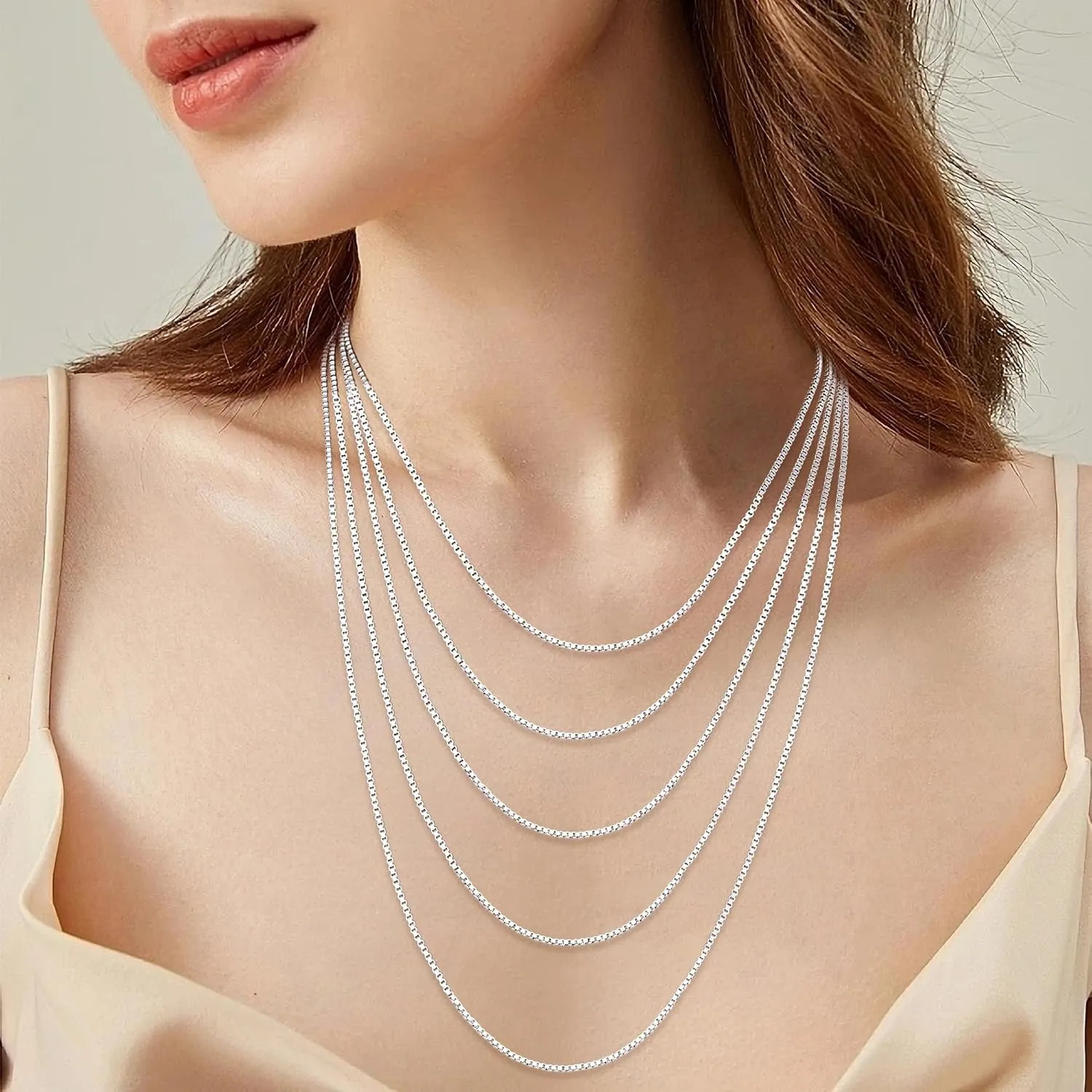 Gacimy 925 Sterling Silver Box Chain Necklace for Women, 0.8MM 1.0MM 1.2MM 1.5MM 1.7MM 2.0MM Width