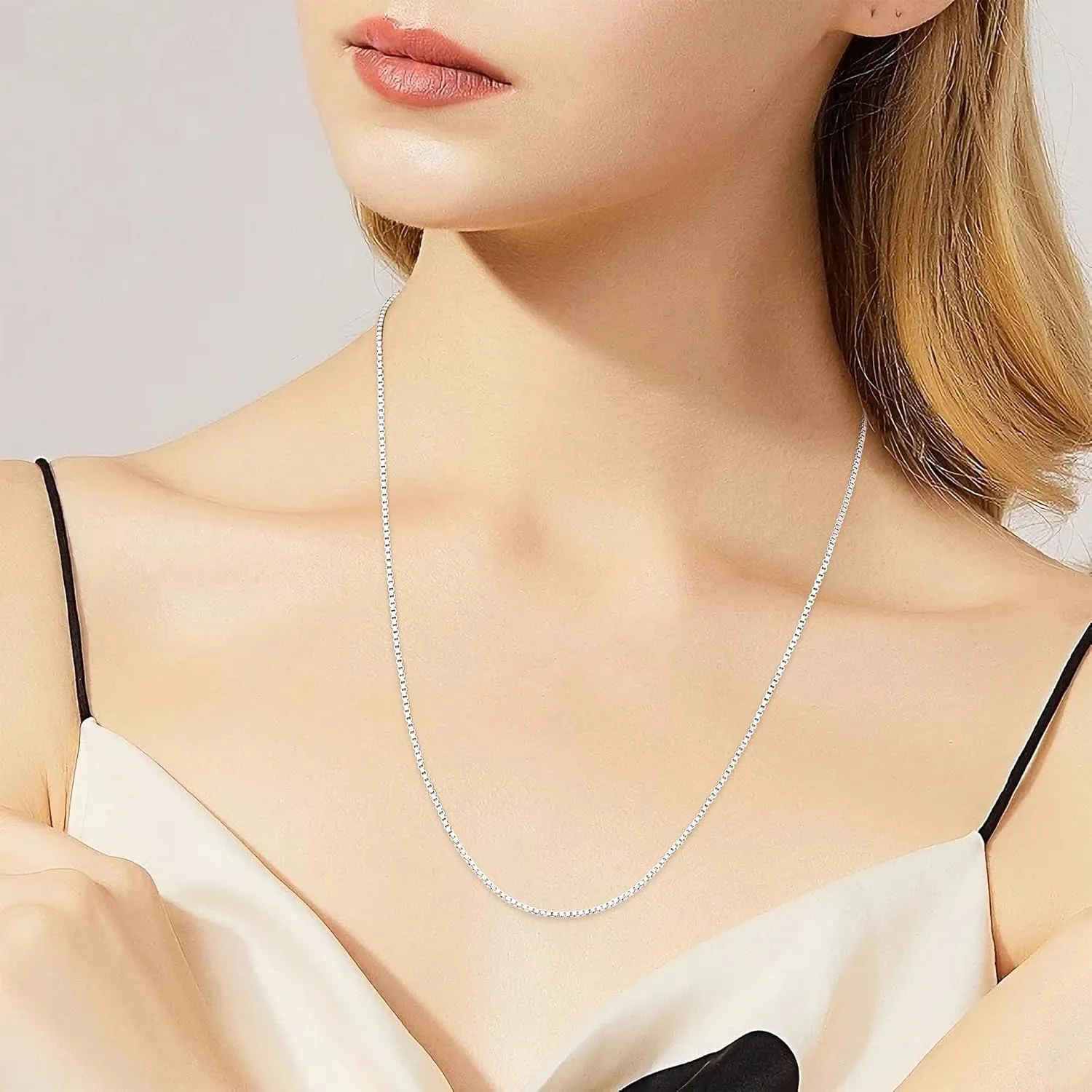 Gacimy 925 Sterling Silver Box Chain Necklace for Women, 0.8MM 1.0MM 1.2MM 1.5MM 1.7MM 2.0MM Width