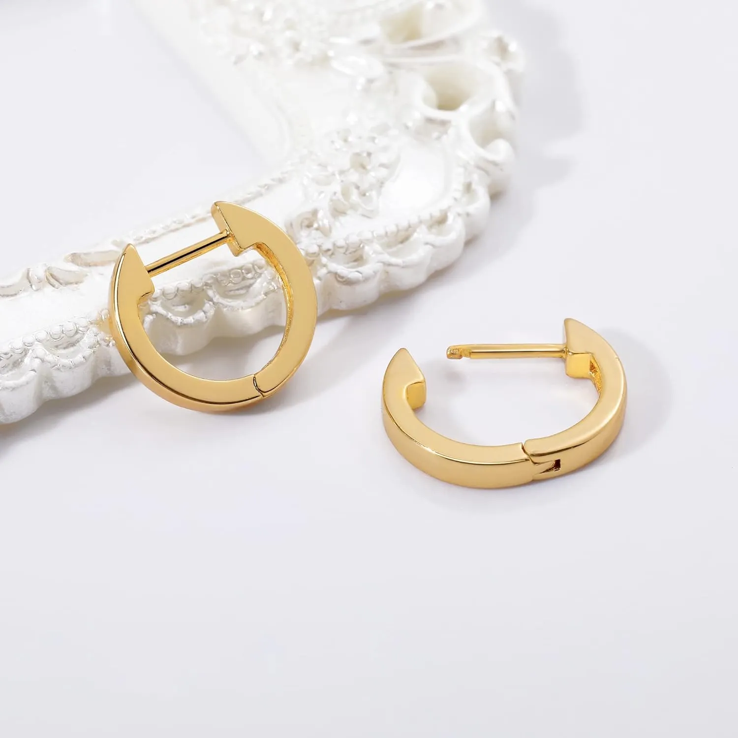 Gacimy Gold Huggie Earrings for Women - 14K Real Gold Plated, Small Hoop Earrings Cartilage Ear Cuff