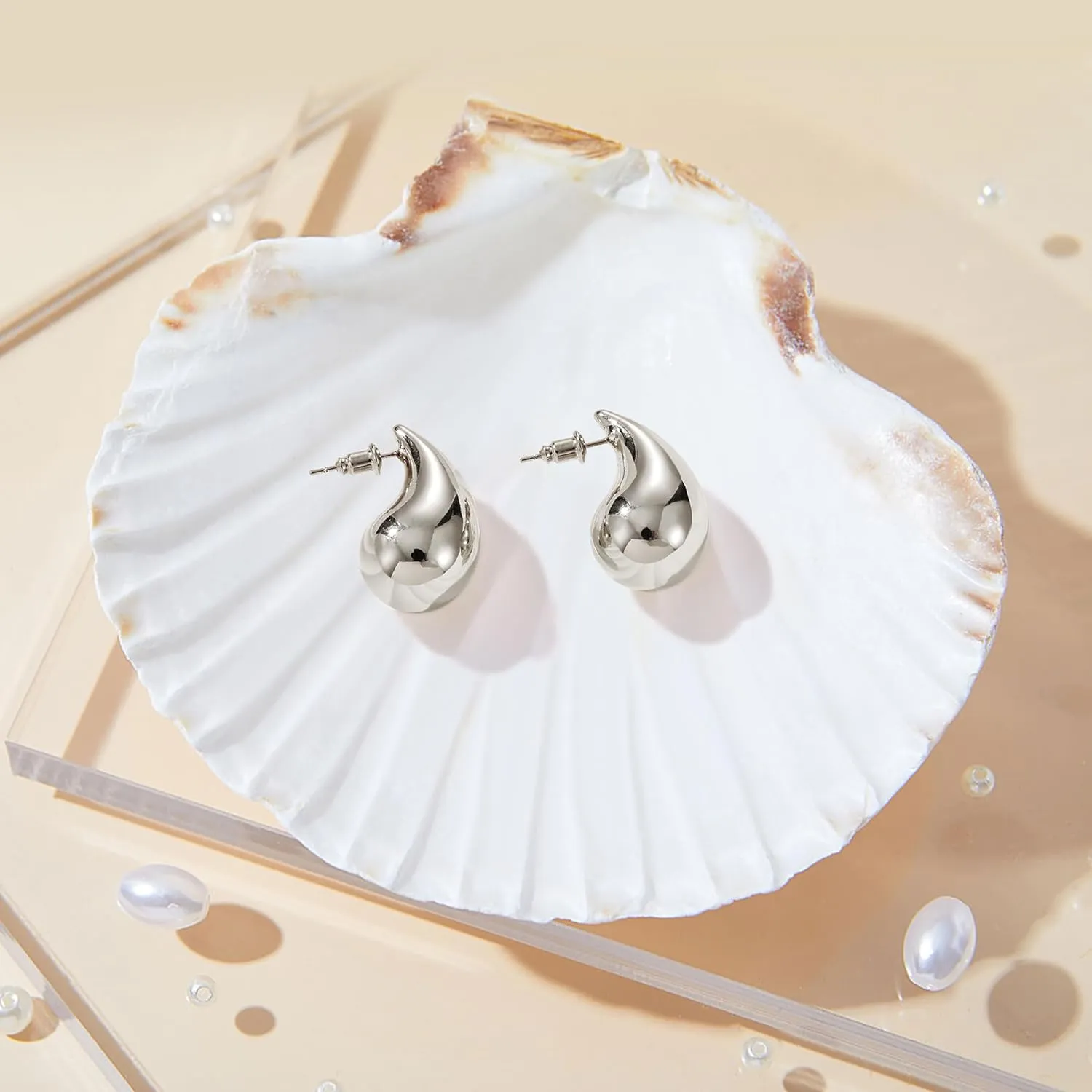 Gacimy Gold Teardrop Earrings Dupes for Women, Chunky Gold Earrings for Women with 925 Sterling Silver Post, 14K Gold Tear Drop Earrings for Women