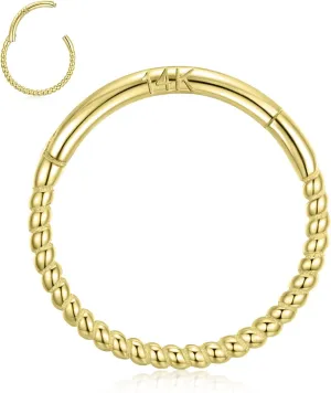 GAGABODY 14K Solid Gold Helix Earring Hoop Twist Conch Piercing Jewelry Nose Ring Yellow Gold Septum 16g Tragus Cartilage Daith Earring Hinge Segment Lip Ring