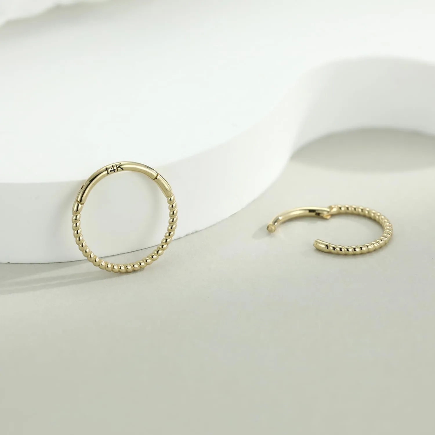 GAGABODY 14K Solid Gold Helix Earring Hoop Twist Conch Piercing Jewelry Nose Ring Yellow Gold Septum 16g Tragus Cartilage Daith Earring Hinge Segment Lip Ring
