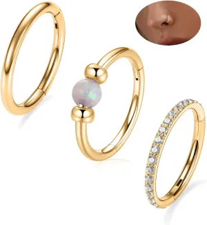 GAGABODY Conch Piercing Jewelry 20g 18g Septum Jewelry Conch Jewelry Daith Earrings Surgical Steel Clicker Hoop Opal Lip Rings with CZ Helix Rook Cartilage Piercing Jewelry