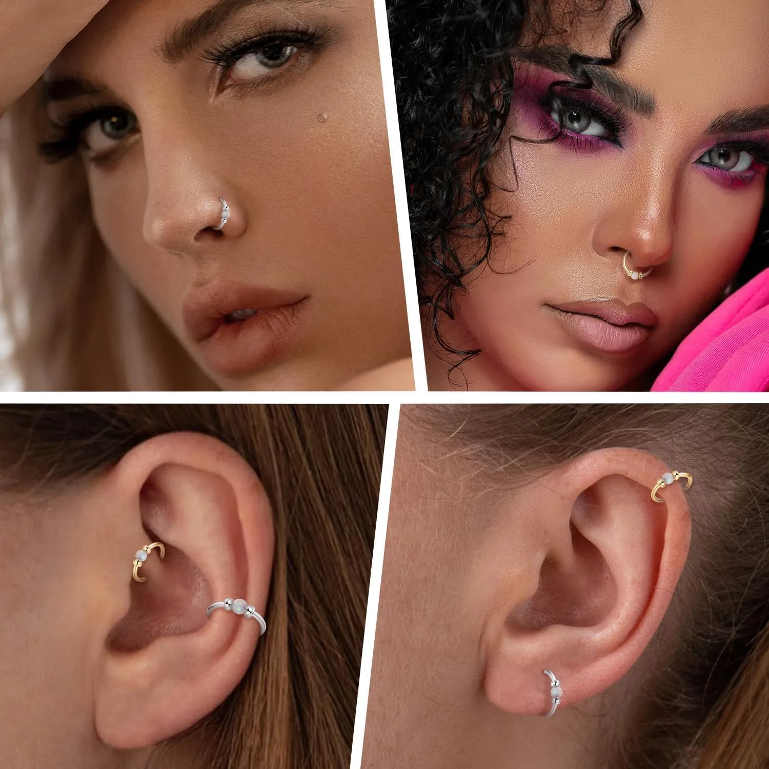 GAGABODY Conch Piercing Jewelry 20g 18g Septum Jewelry Conch Jewelry Daith Earrings Surgical Steel Clicker Hoop Opal Lip Rings with CZ Helix Rook Cartilage Piercing Jewelry