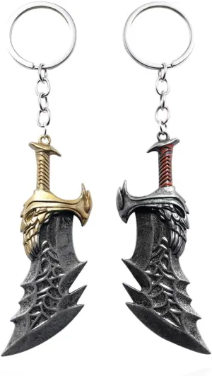 Game GOW Blades of Chaos Keychain Set - Leviathan Axe & Mjlnir(Thor) Chains - Cosplay Gifts for Men Women and Game Fans (THE ATHENNA"BLADES)