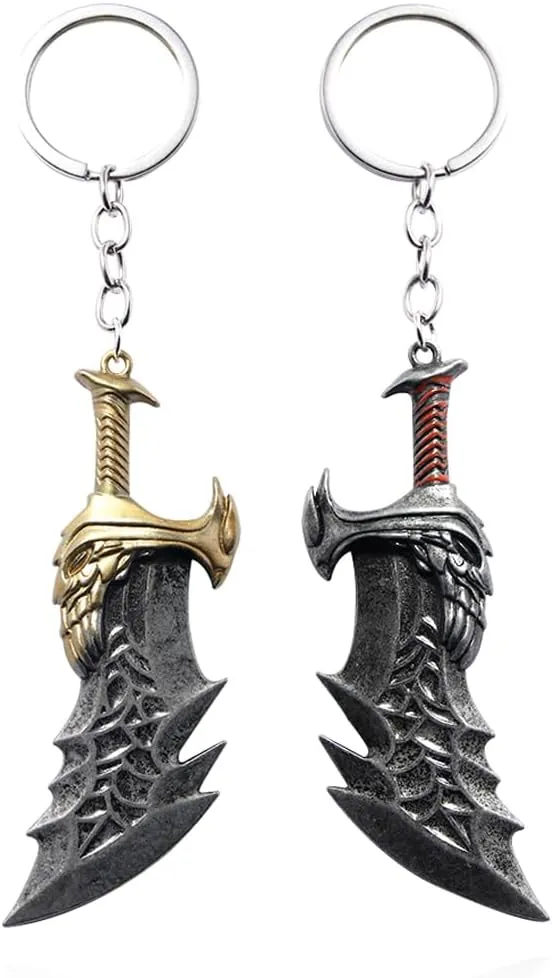 Game GOW Blades of Chaos Keychain Set - Leviathan Axe & Mjlnir(Thor) Chains - Cosplay Gifts for Men Women and Game Fans (THE ATHENNA"BLADES)