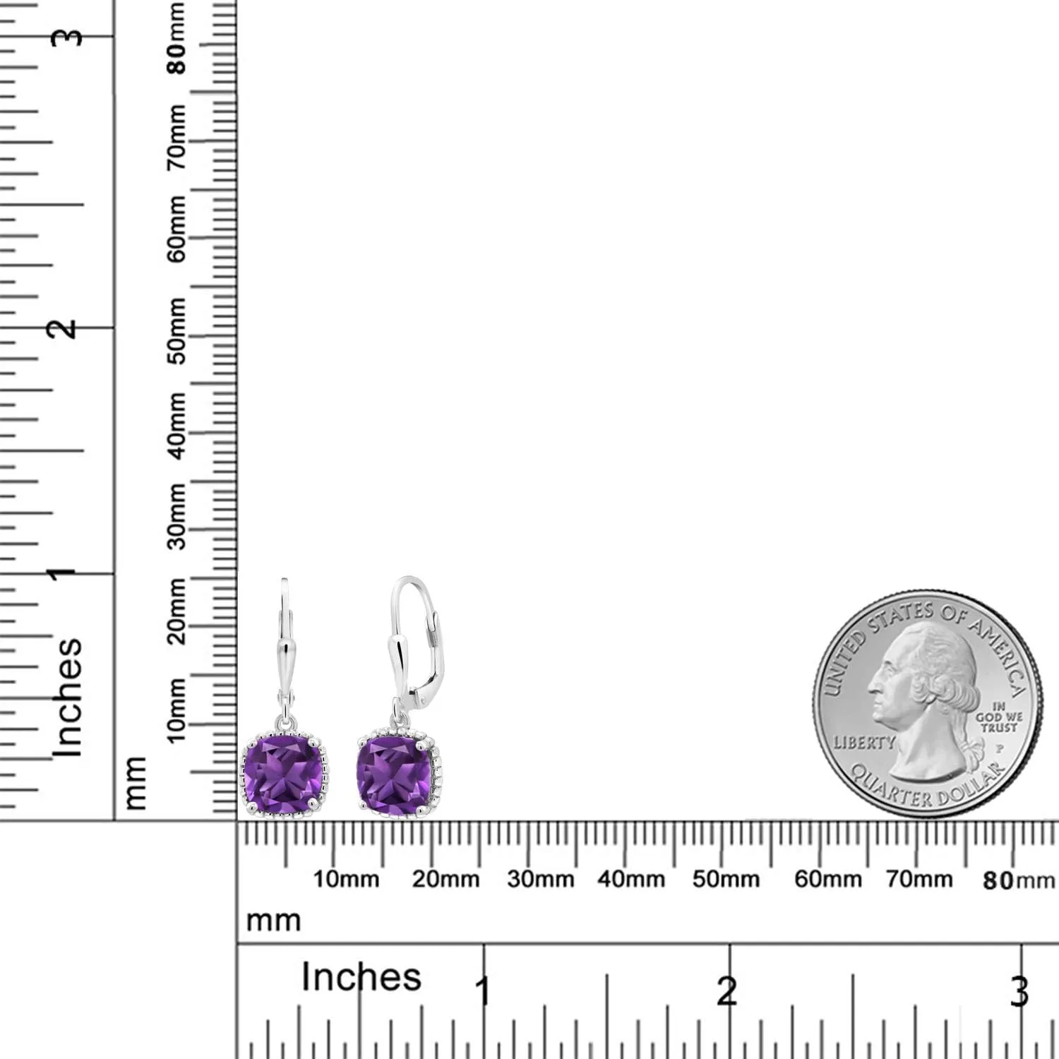 Gem Stone King Leverback Drop Dangle Earrings for Women | 8MM Cushion Gemstone Birthstone | 925 Sterling Silver | Fine Jewelry Gifts for Her Mom Women Wife