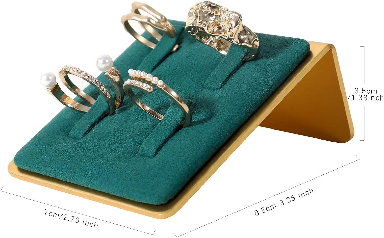 GemeShou Green small felt ring holder display, gold ring jewelry stand, ring storage organizerVelvet Ring Holder-Green 