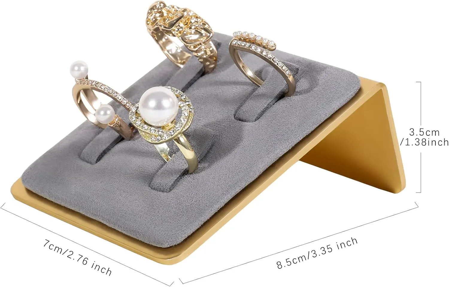 GemeShou Grey jewelry ring display holder, single cute ring holder for men, ring holder and organizersVelvet Ring Holder-Grey 