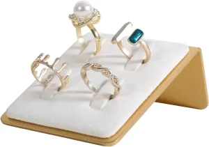 GemeShou white ring display for selling, velvet white ring holder for jewelry, jewelry ring organizerVelvet Ring Holder-White 