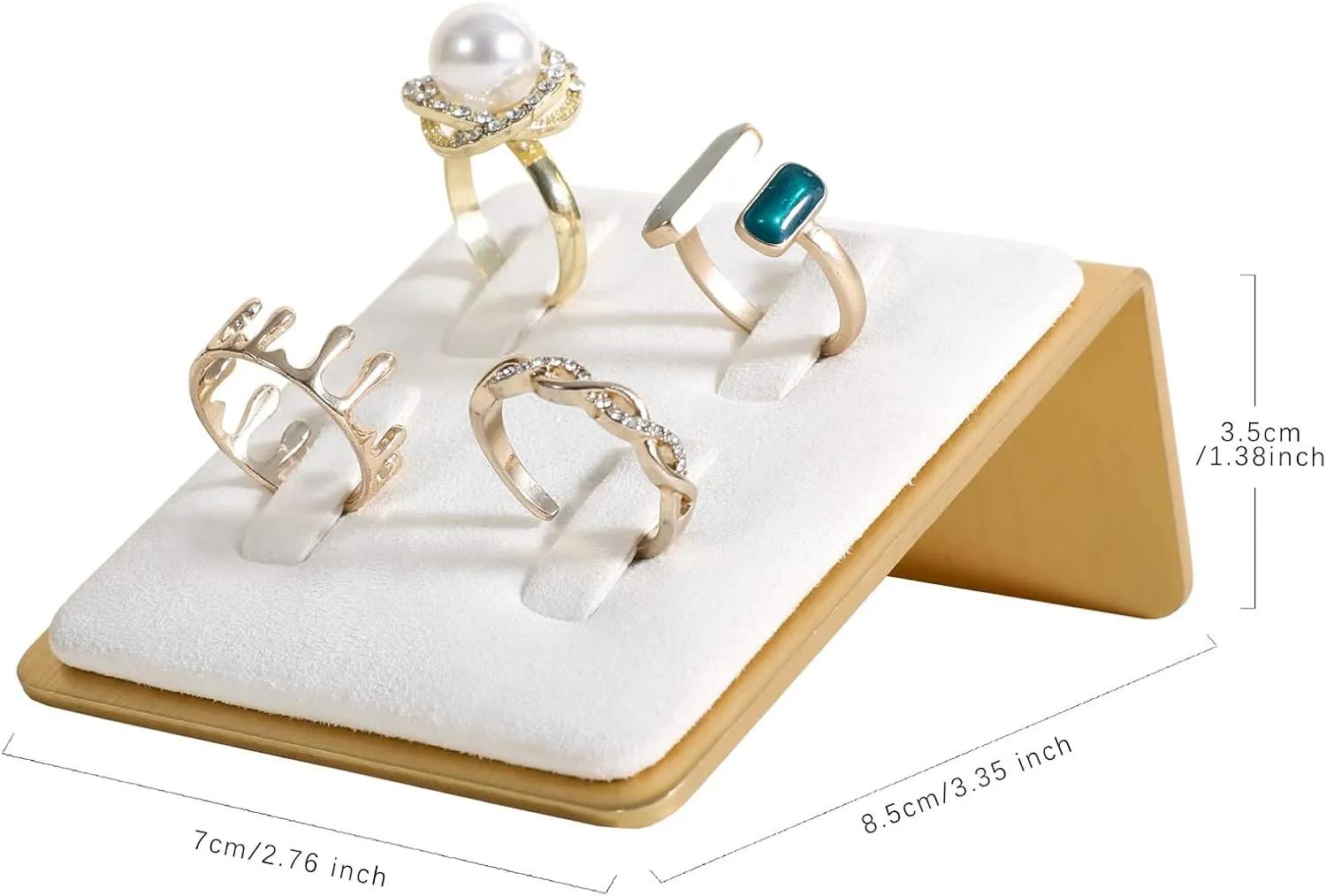 GemeShou white ring display for selling, velvet white ring holder for jewelry, jewelry ring organizerVelvet Ring Holder-White 