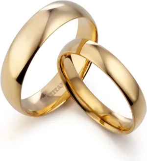 Gemini His Her Dome Comfort Fit 18K Gold Fill Anniversary Wedding Titanium Rings Men Sz 10.5 Valentine