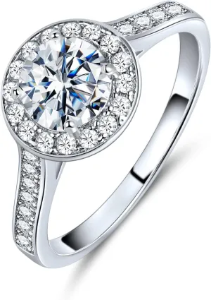 Gemsme Ring for Women 18K White Gold Plated 6MM Round Cut Cubic Zirconia Rings Faux Diamond Band Rings Braided Engagement Promise Ring Jewelry Ring Size 5-10