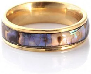 Giwotu Titanium Colorful Natural Abalone Shell Inlay Stainless Steel Ring for Women Men Mother of Pearl Sea Rippled Wedding Promise Couples Engagement Bands Party Confession Friendship Casual Match