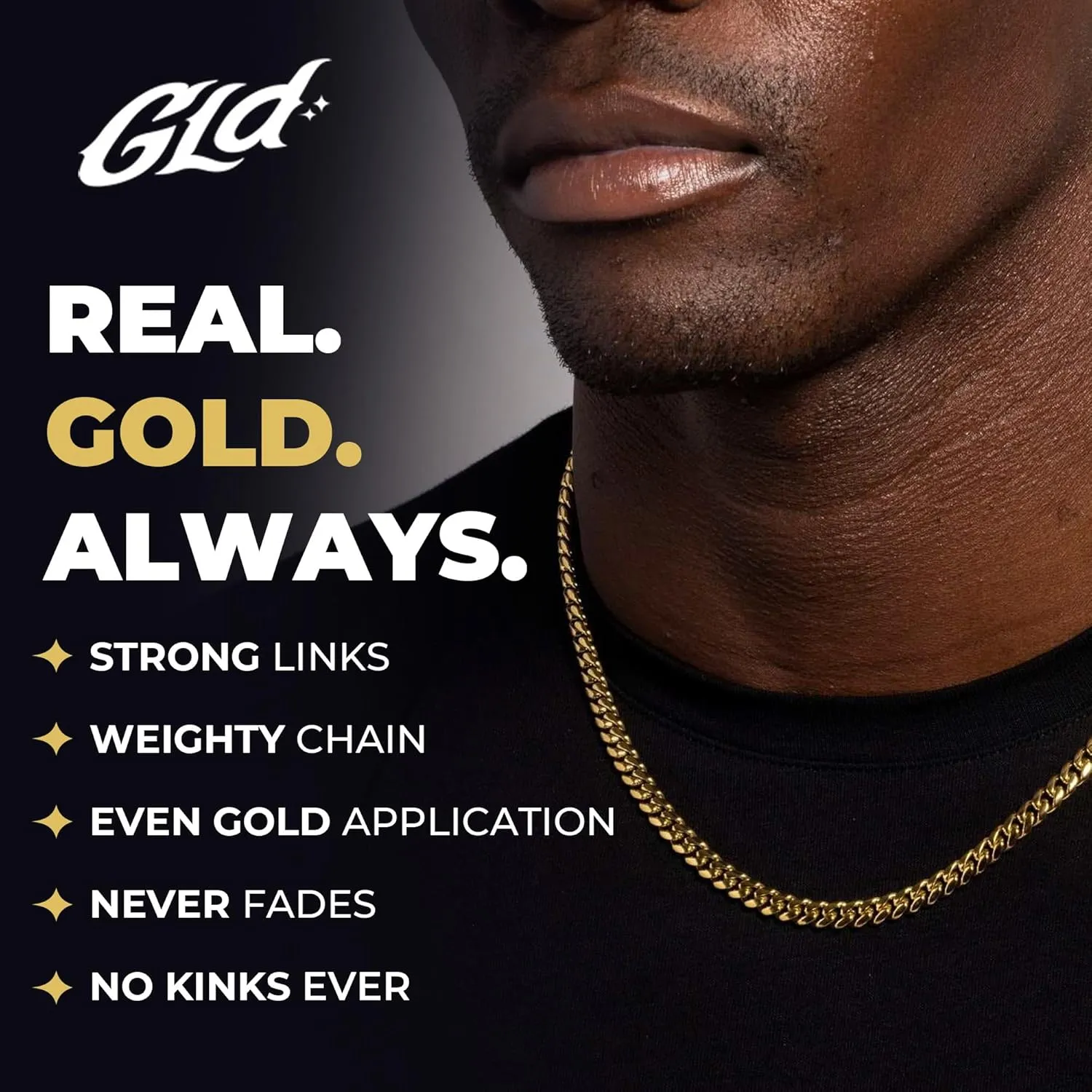 GLD Cuban Link Chain for Men and Women - 2MM - 8MM Gold-Plated Yellow and White Gold - Designed in Miami - Built to Last