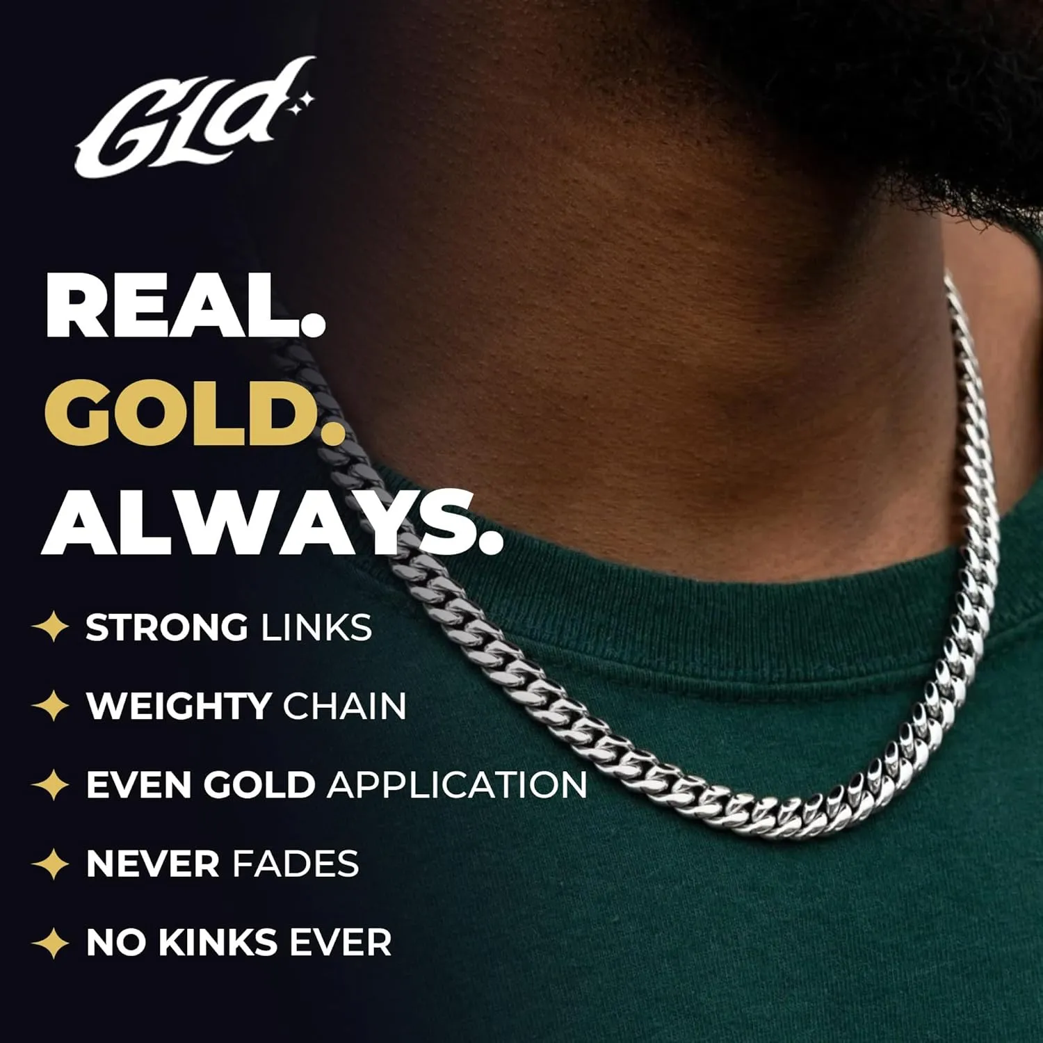 GLD Cuban Link Chain for Men and Women - 2MM - 8MM Gold-Plated Yellow and White Gold - Designed in Miami - Built to Last