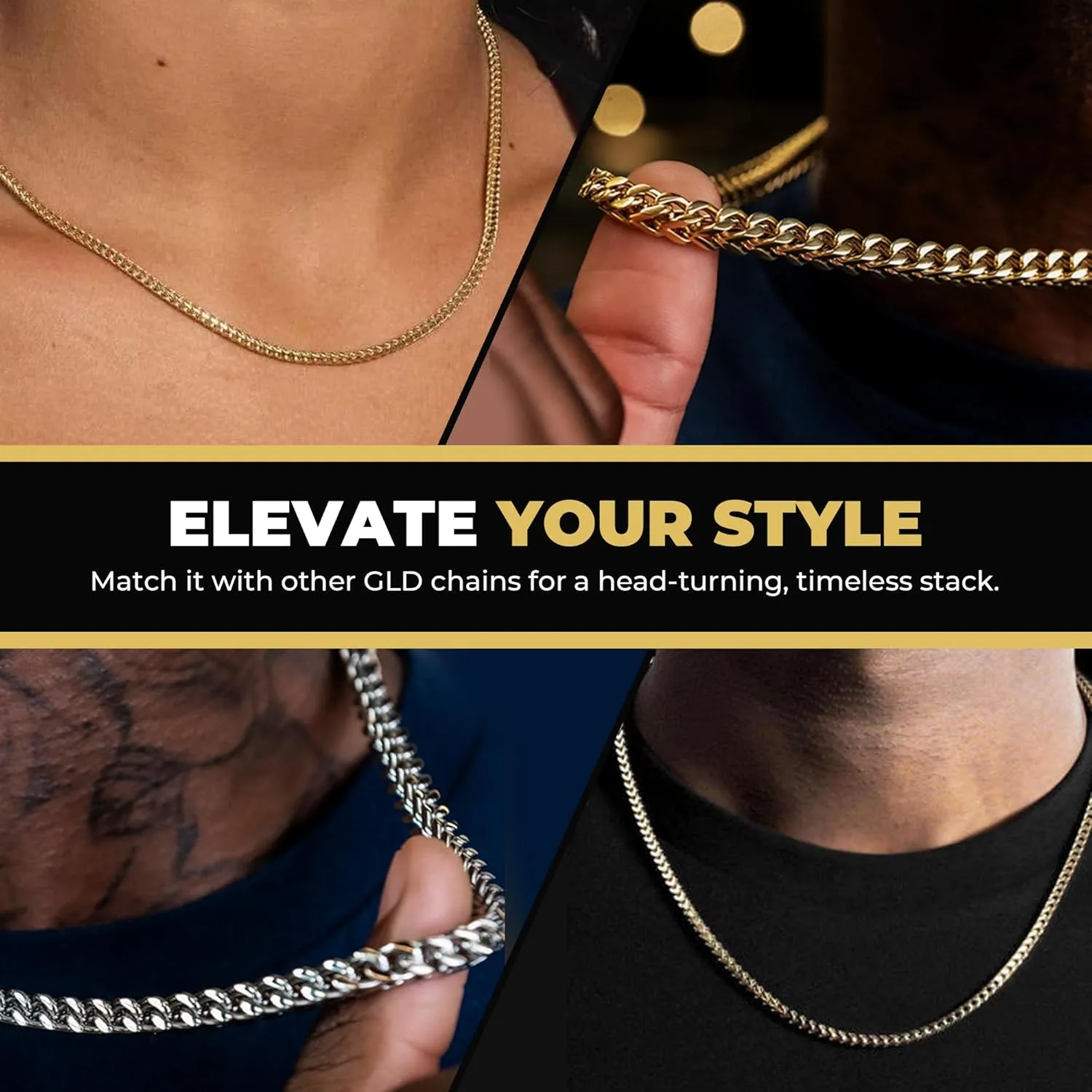 GLD Franco Chain Necklace for Men and Women - 18K - 3MM and 6MM