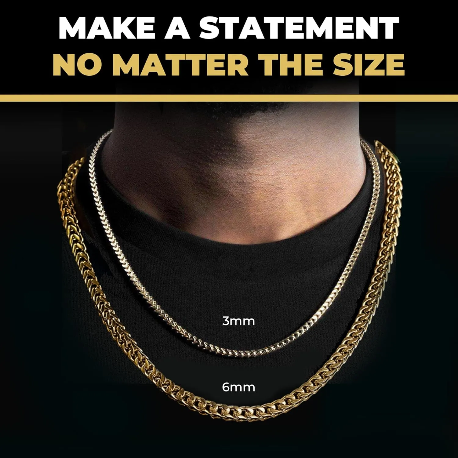 GLD Franco Chain Necklace for Men and Women - 18K - 3MM and 6MM