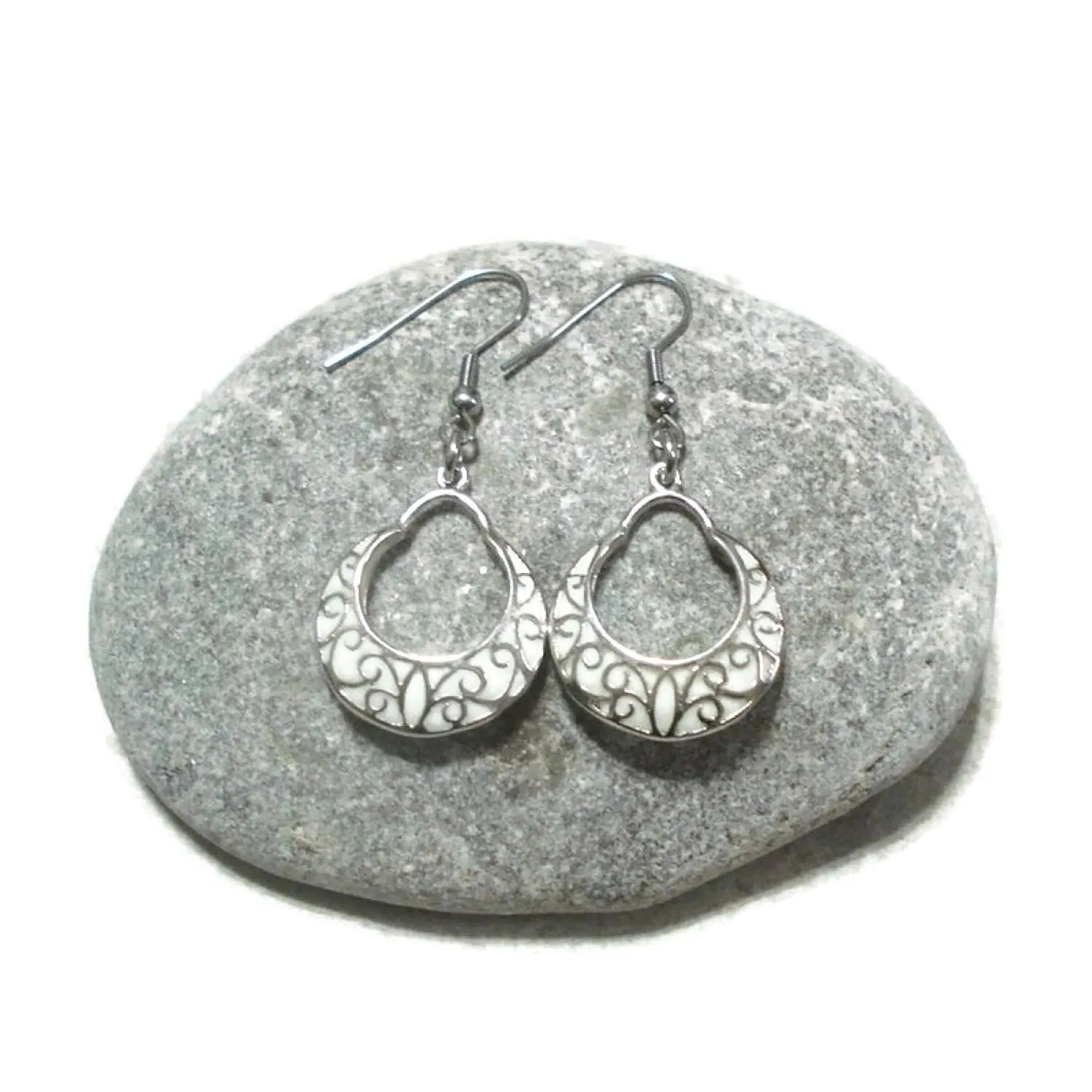 Glow In The Dark Crescent Moon Earrings Silvertone (glows aqua)