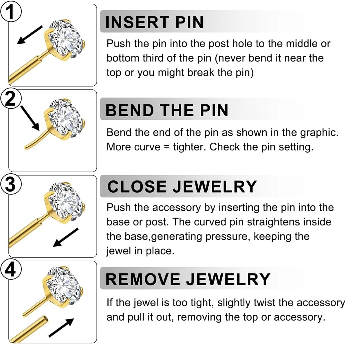 Gnoliew 18G 20G Threadless Stud Earrings Flat Back Push-in Tragus Labret Cartilage Medusa Conch Lip Piercing Jewelry 316L Surgical Stainless Steel Nose rings for Men Women