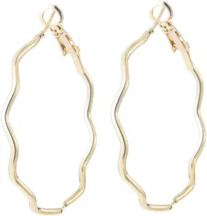 Gold Hoop Earrings for Women Gold Plated Hoop Earrings Wave Shape Big Hoop Earrings Large Gold Hoop Earrings Jewelry for Women Trendy 30/40/50mm