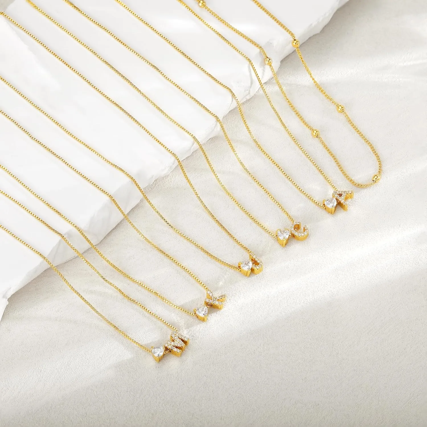 Gold Initial Necklace for Women, 14K Gold Plated Layered Heart Initial A-Z Necklace Dainty Gold Necklace Tiny Gold Initial Necklaces Birthday Gifts for Women Jewelry