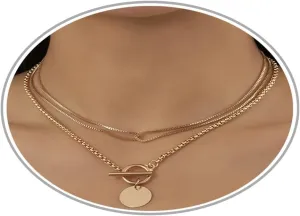 Gold Layered Necklaces for Women Punk Chunky Chain Lock Heart Pendant Necklace Bohemia Choker Necklace Jewelry Present Charm Necklace for Women
