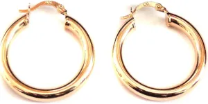 Gold Plated 1 inch Hoop Earrings Thick Pipe Hooops