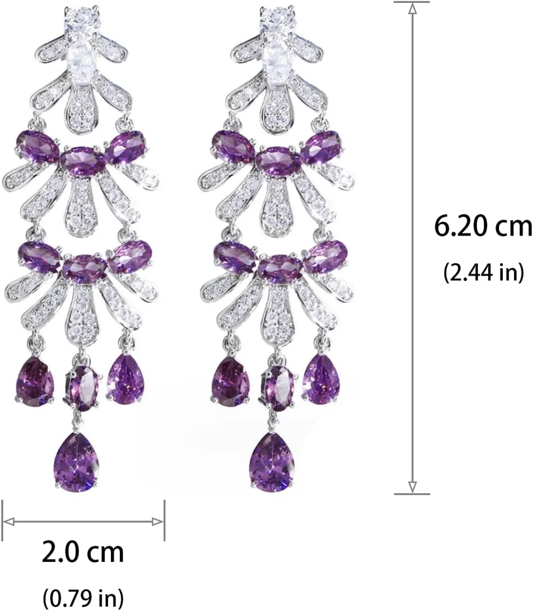 Gold Plated AAAAA Australia Crystal Dangle Earrings for Women | Gold Plated Rhinestone Wedding Bridal Bridesmaid Long Tassel Dangling Earrings | Colorful Cubic Zirconia Chandelier Tassel Stud Drop Dangle Earrings for Women & Teen Girls