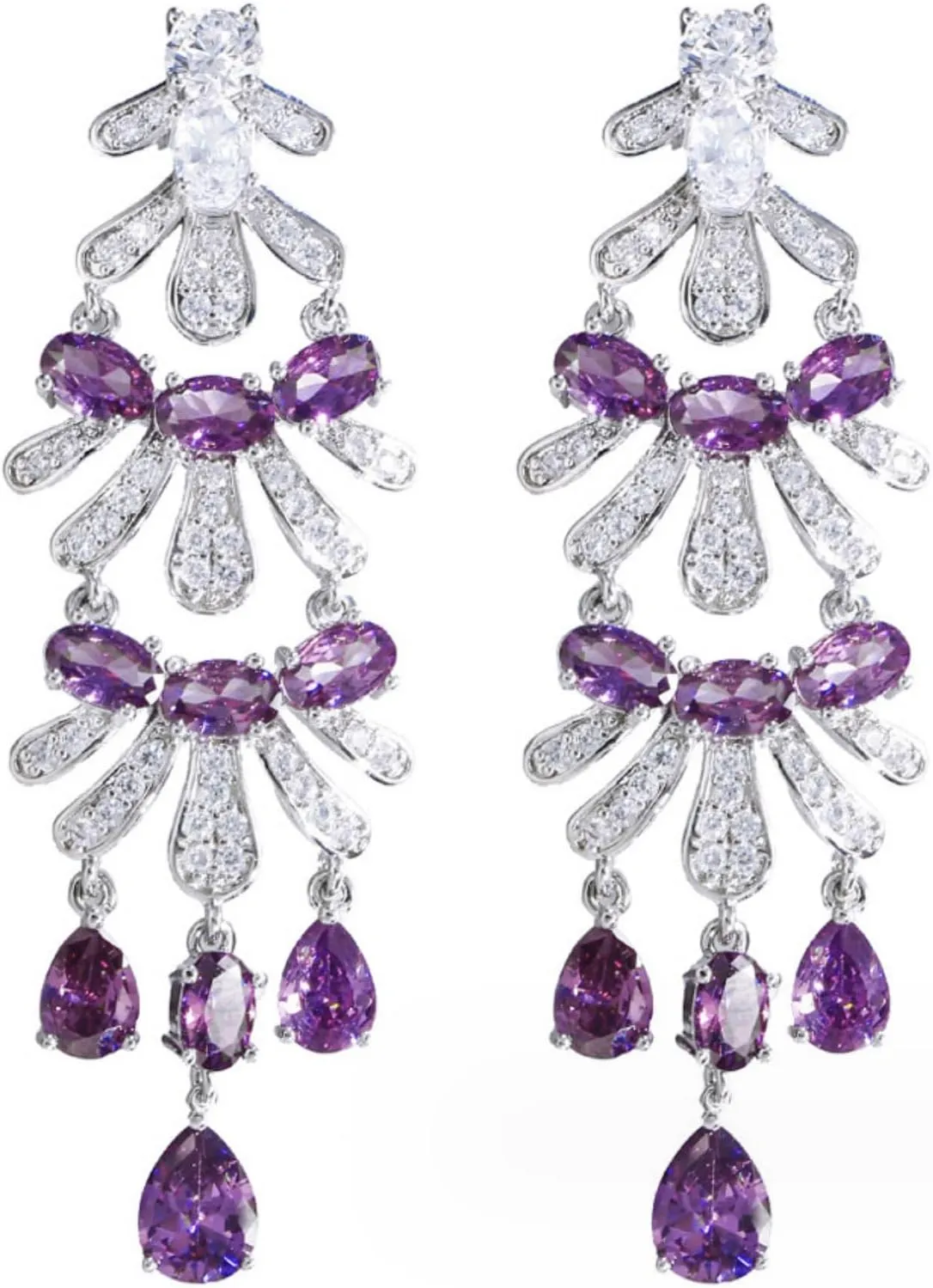 Gold Plated AAAAA Australia Crystal Dangle Earrings for Women | Gold Plated Rhinestone Wedding Bridal Bridesmaid Long Tassel Dangling Earrings | Colorful Cubic Zirconia Chandelier Tassel Stud Drop Dangle Earrings for Women & Teen Girls