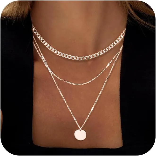 Gold Silver Necklace for Women 14K Real Gold Layered Necklace Choker Dainty Paperclip Silver Trendy Necklace for Woman Gift