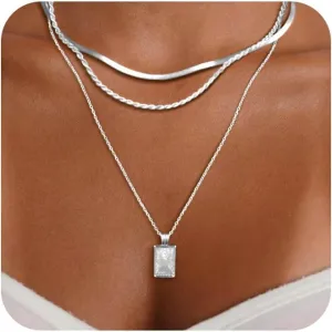 Gold Silver Necklace for Women 14K Real Gold Layered Necklace Choker Dainty Paperclip Silver Trendy Necklace for Woman Gift