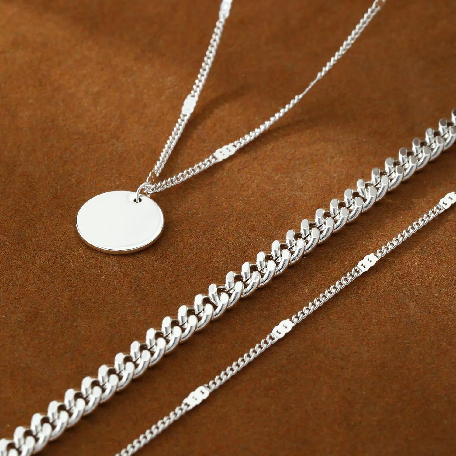 Gold Silver Necklace for Women 14K Real Gold Layered Necklace Choker Dainty Paperclip Silver Trendy Necklace for Woman Gift