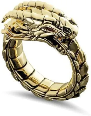 Gothic Dragon Ouroboros Ring for Men, Punk Serpent Snake Ring Ancient Vint- Ouroboros Snake Ring -s