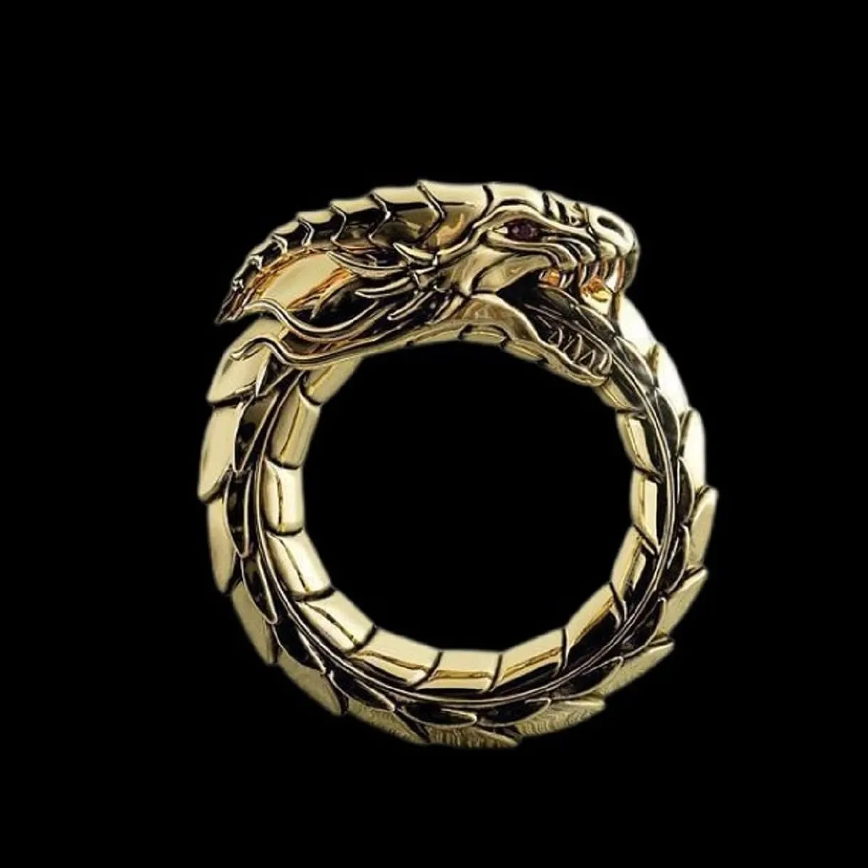 Gothic Dragon Ouroboros Ring for Men, Punk Serpent Snake Ring Ancient Vint- Ouroboros Snake Ring -s
