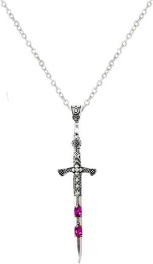 Gothic Sword Pendant Necklace,Vintage Crystal Gem Sword Choker Punk Style Y2K Goth Mystery Witch Vampire Jewelry for Women