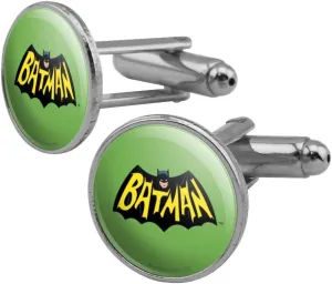 GRAPHICS & MORE Batman Classic TV Series Logo Round Cufflink Set Silver Color
